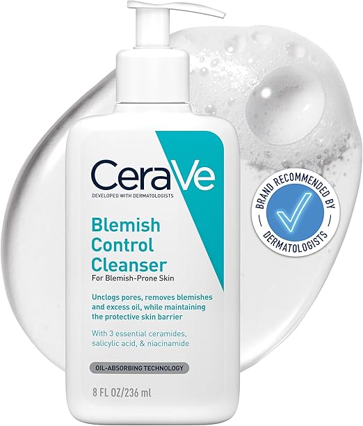 CeraVe Gel Limpiador Control Imperfecciones 2% Ácido Salicílico – Piel con Tendencia al Acné – 236 ml