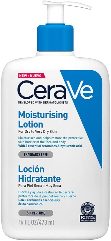 CeraVe Loción Hidratante con Ácido Hialurónico – Piel Seca – 473 ml