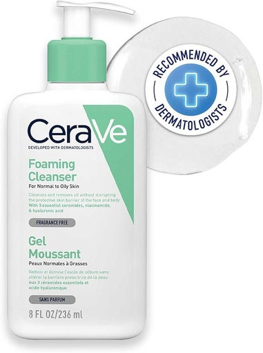 [3337875597197] CeraVe Gel Limpiador Espumoso Diario – Piel Mixta a Grasa o con Acné – 236 ml